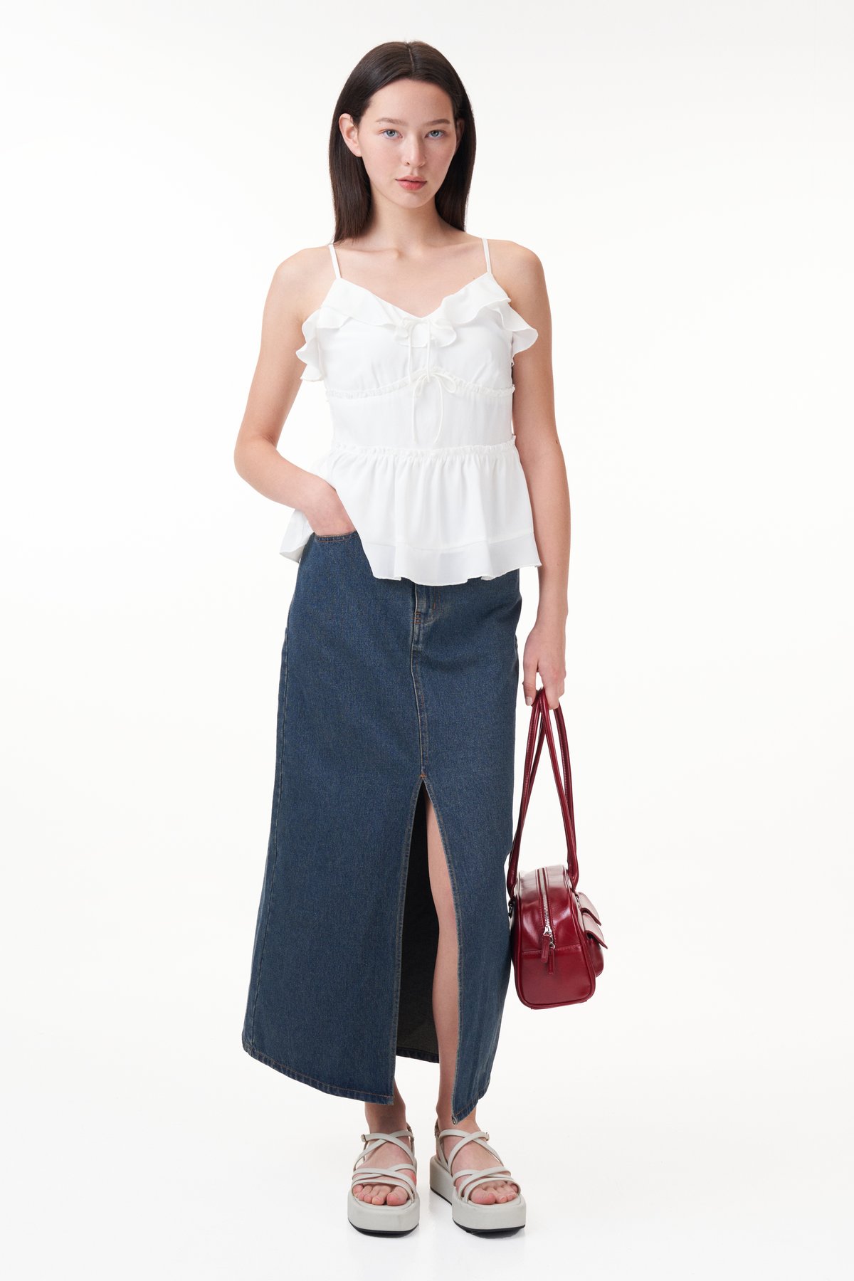 Suzy Ruffle Top in White
