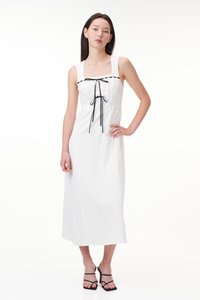 Adena Contrast Ribbon Dress in White