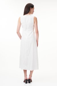 Adena Contrast Ribbon Dress in White