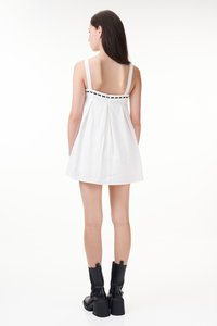 Adena Contrast Ribbon Dress Romper in White