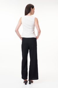 Adena Contrast Ribbon Top in White
