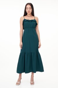 Derrica Ruffle Dress in Forest