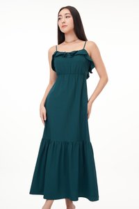 Derrica Ruffle Dress in Forest