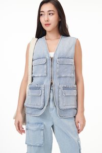 Ivan Cargo Pocket Oversize Denim Vest