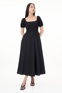Kelly Square Neck Midi Dress in Black
