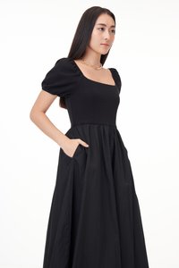Kelly Square Neck Midi Dress in Black