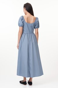 Kelly Square Neck Midi Dress in Sea Blue