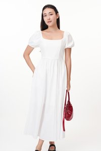 Kelly Square Neck Midi Dress in White