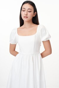 Kelly Square Neck Midi Dress in White
