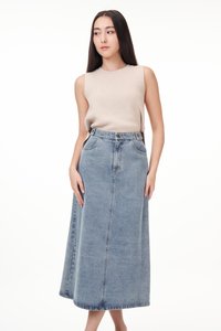 Korrine Denim Straight Skirt in Light Wash