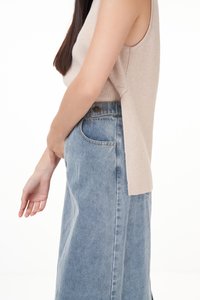 Korrine Denim Straight Skirt in Light Wash
