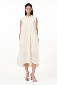 Nicole Button Down Midi Dress in Cream