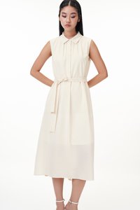 Nicole Button Down Midi Dress in Cream