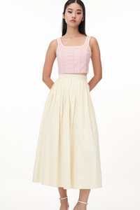 Nicole Pleated Midi Skirt in Cream