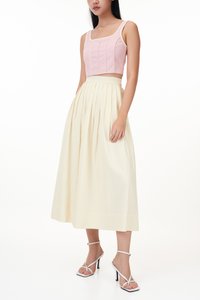 Nicole Pleated Midi Skirt in Cream