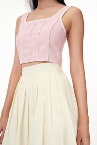 Nicole Pleated Midi Skirt in Cream
