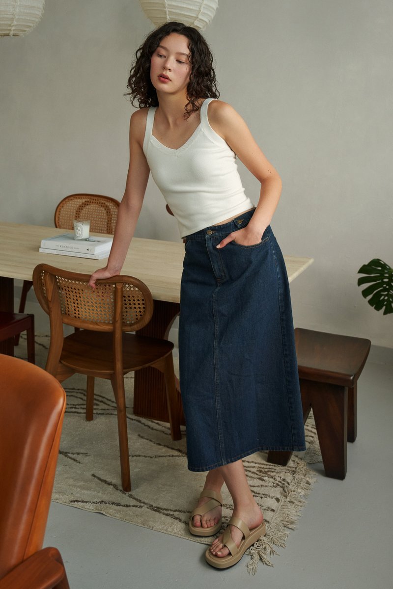 Korrine Denim Straight Skirt