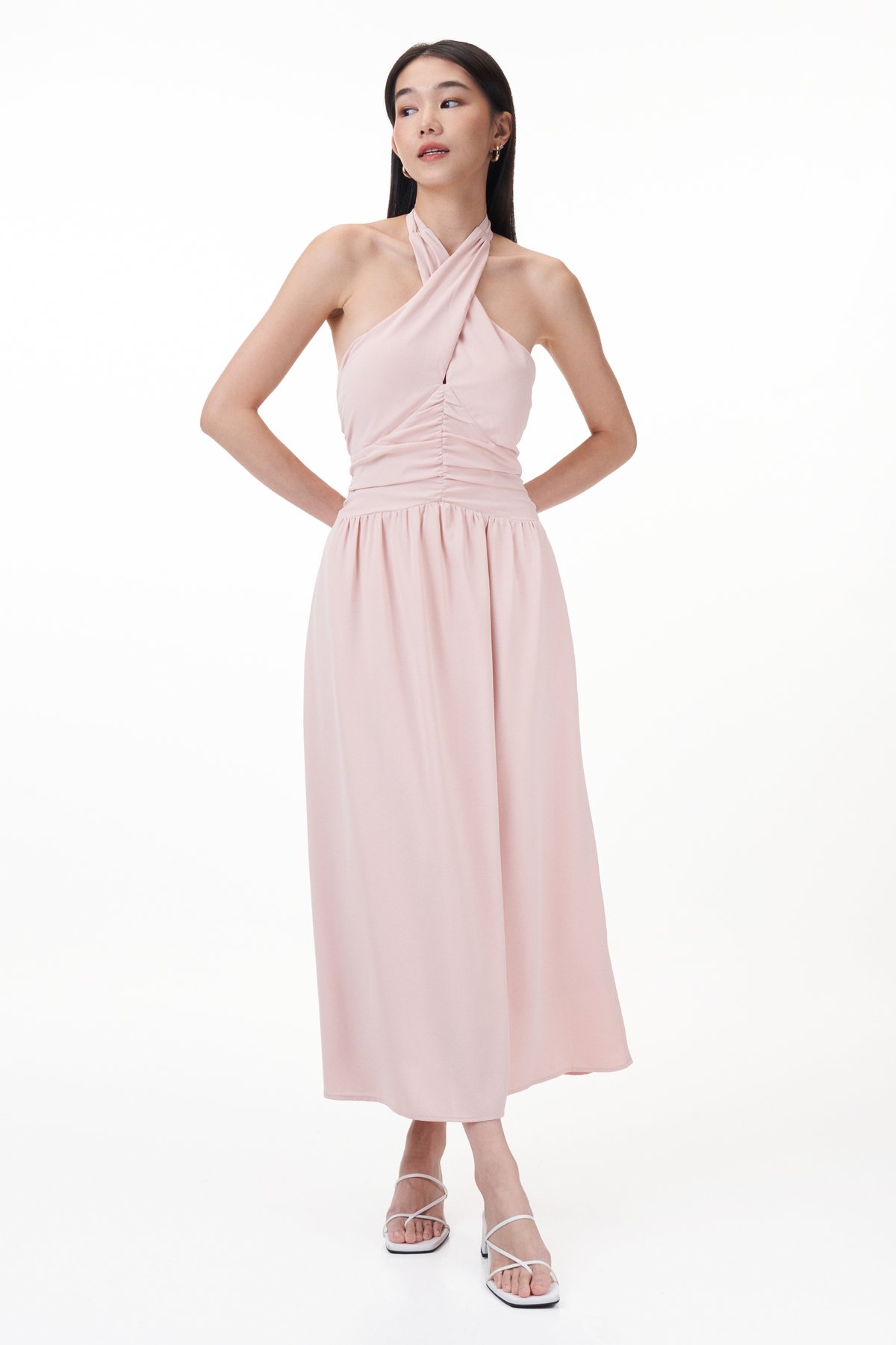 Adalla Padded Halter Midi Dress