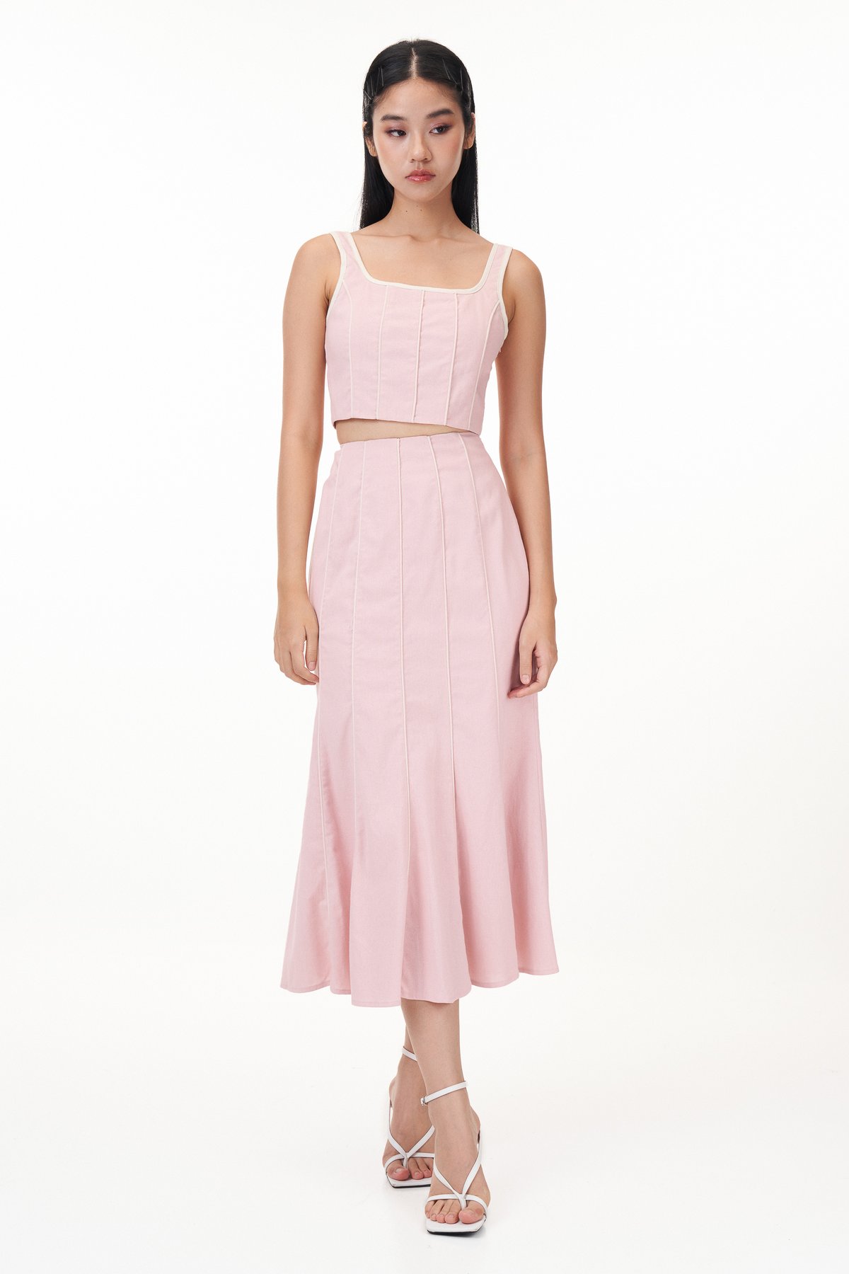 Khlole Contrast Trim Midi Skirt