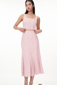 Khlole Contrast Trim Midi Skirt
