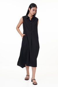 Nicole Button Down Midi Dress in Black