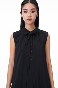 Nicole Button Down Midi Dress in Black