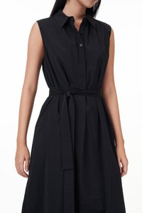 Nicole Button Down Midi Dress in Black