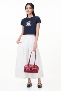 TCL X Kimberly Chan I'm Lucky Fortune Cat Tee (Crop) in Navy