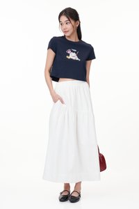 TCL X Kimberly Chan I'm Lucky Fortune Cat Tee (Crop) in Navy