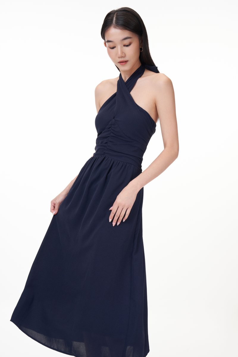 Adalla Padded Halter Midi Dress