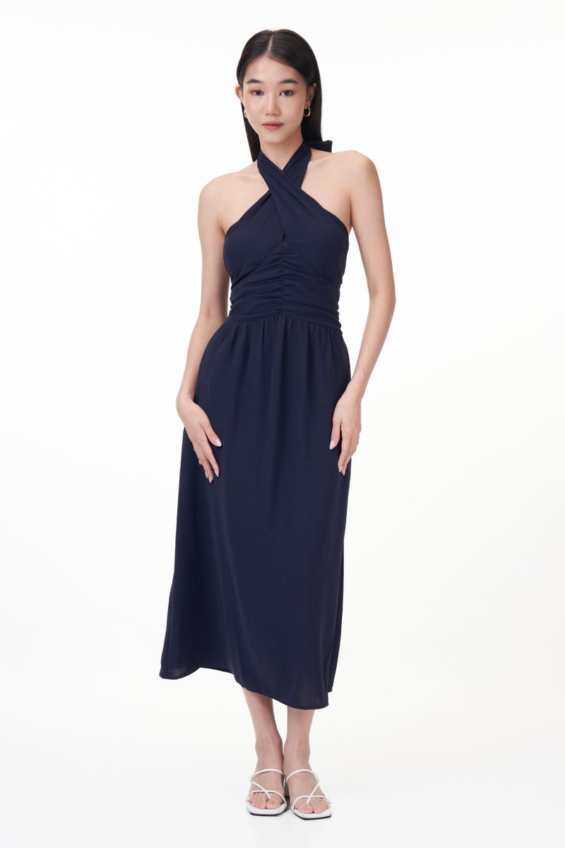 Adalla Padded Halter Midi Dress