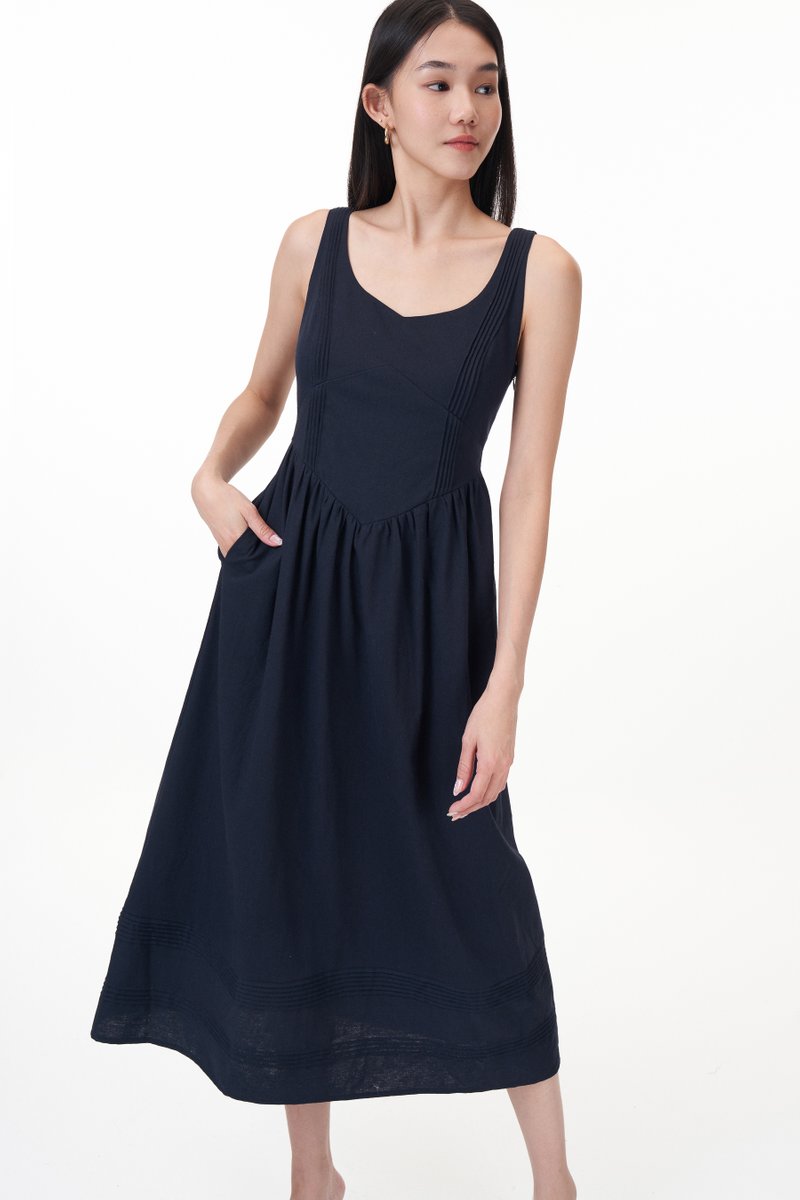 Lira Padded Side Pleats Dress