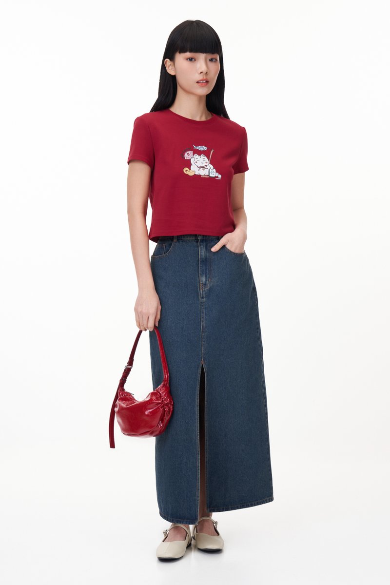 TCL X Kimberly Chan I'm Lucky Fortune Cat Tee (Crop)