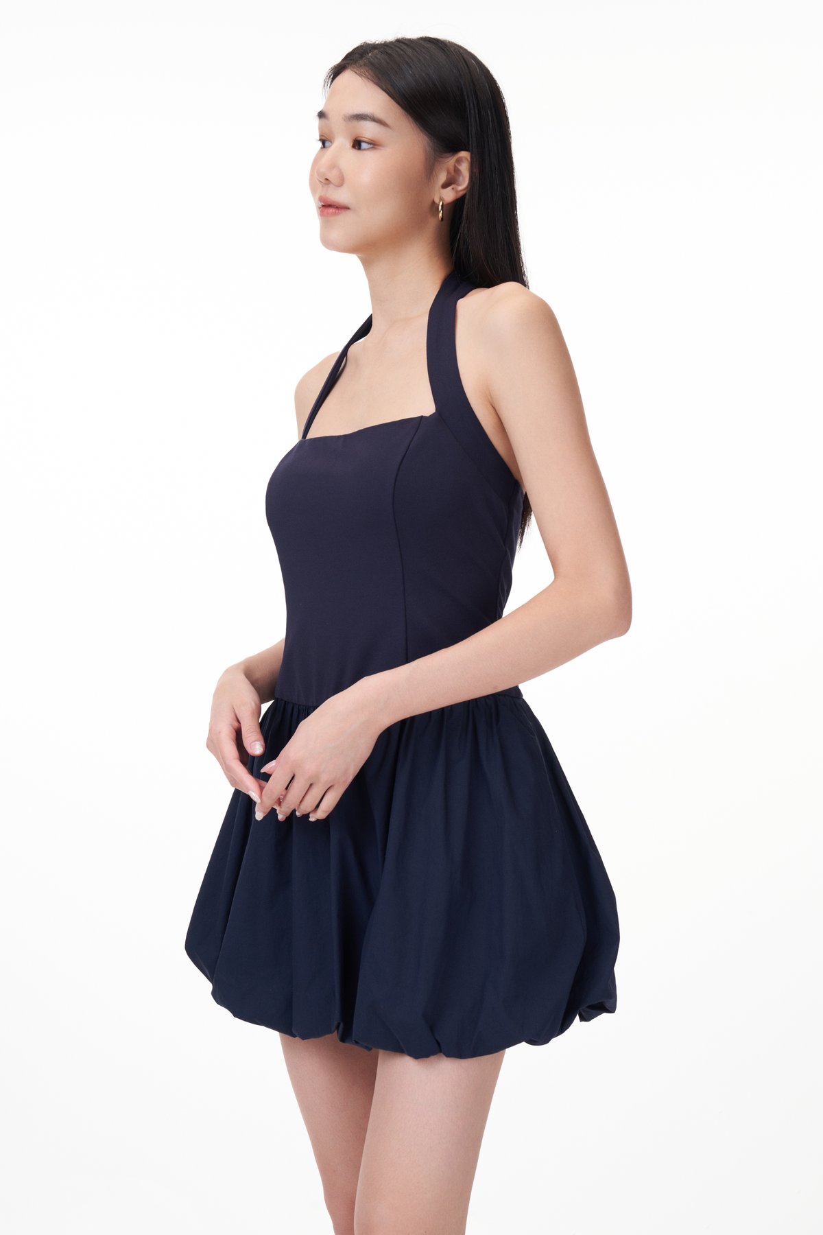 Casa Padded Bubble Dress Romper in Navy