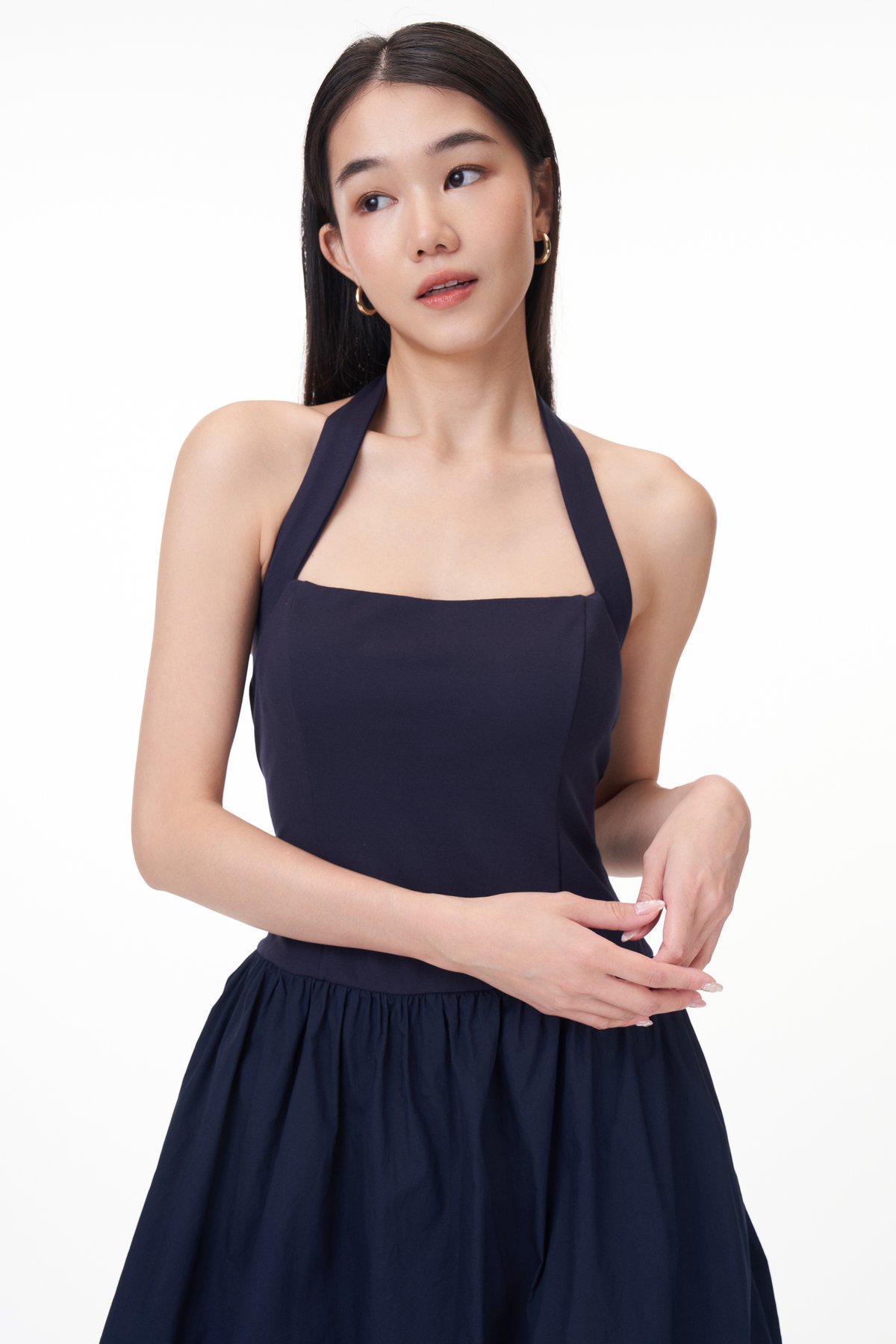 Casa Padded Bubble Dress Romper in Navy