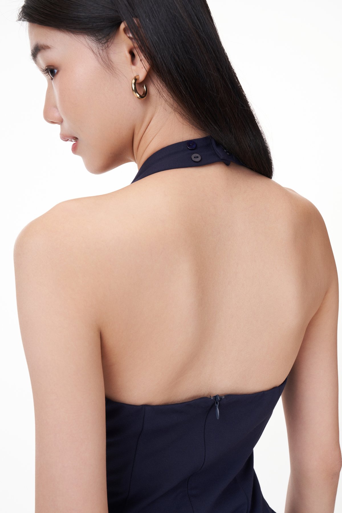 Casa Padded Bubble Dress Romper in Navy