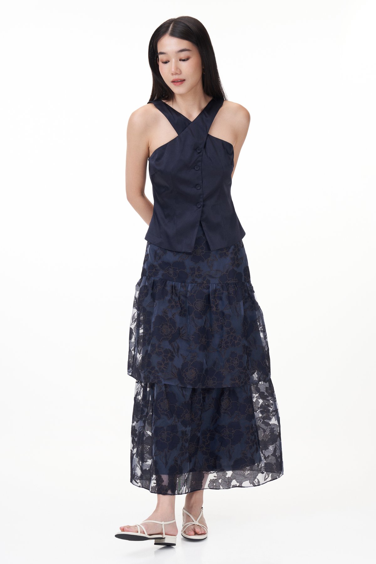 Jacques Textured Skirt in Navy