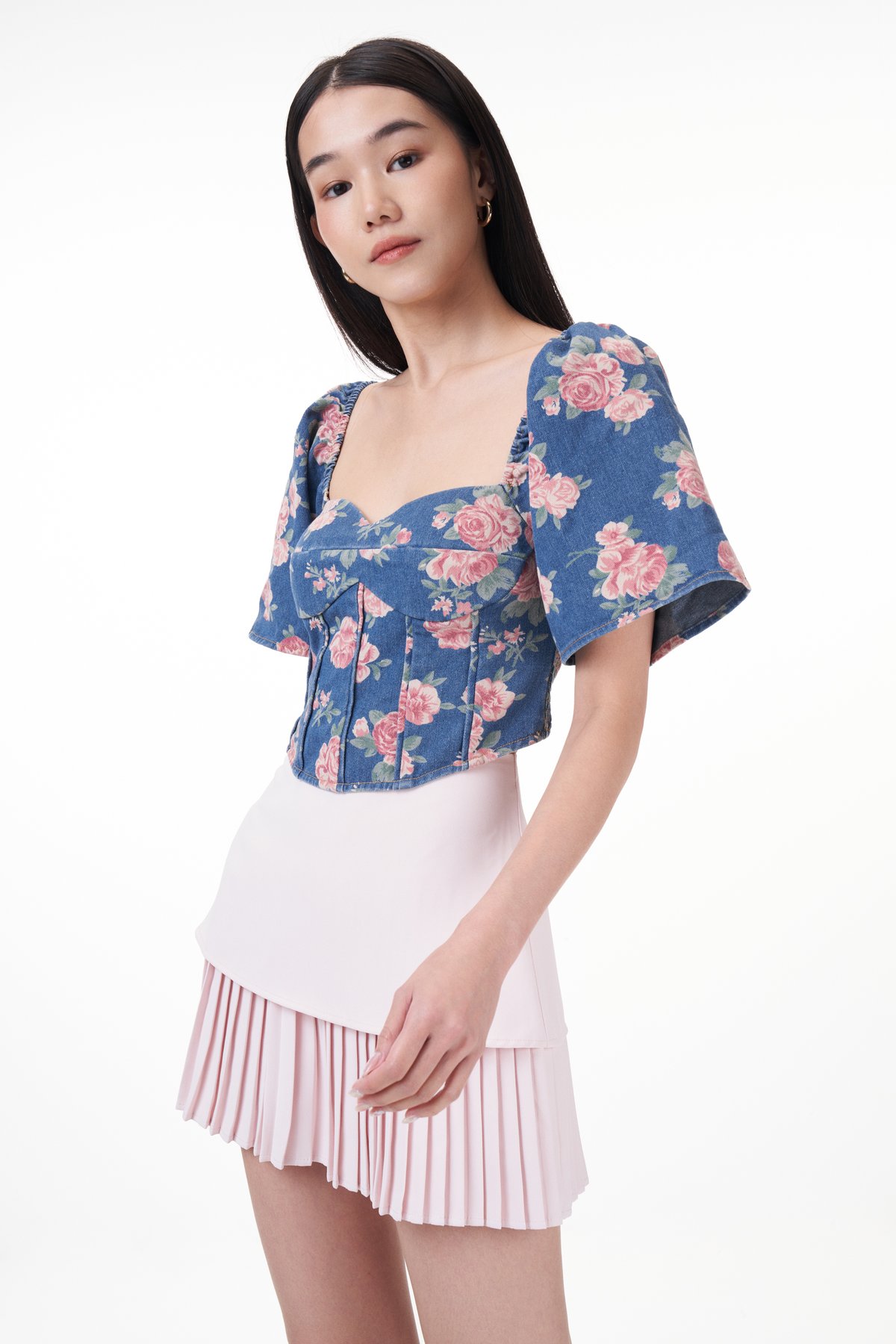 Rosie Padded Bustier Denim Top