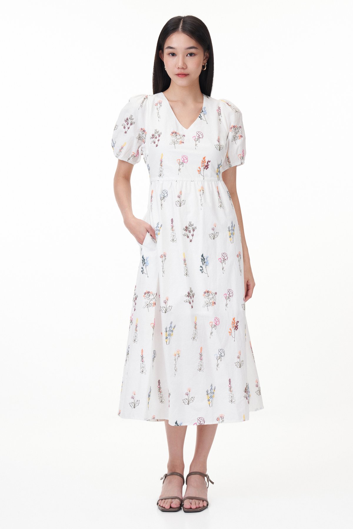 Luela V-Neck Embroidered Maxi Dress