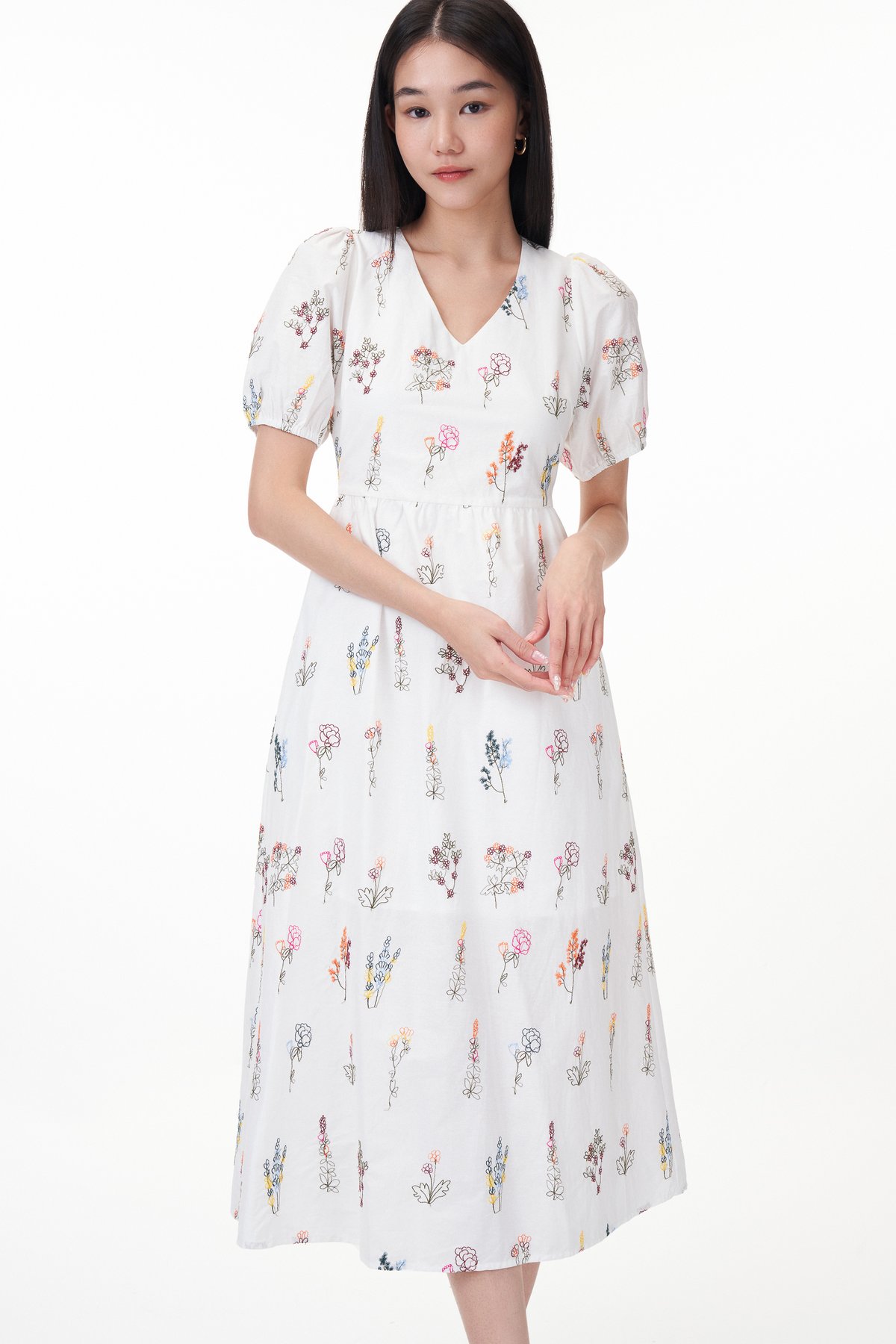 Luela V-Neck Embroidered Maxi Dress