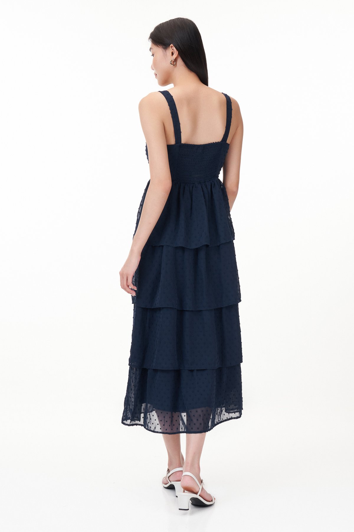 Min Padded Swiss Dot Tiered Dress
