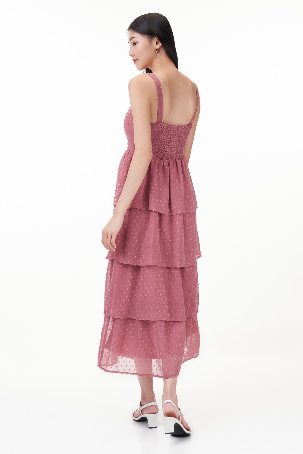 Min Padded Swiss Dot Tiered Dress