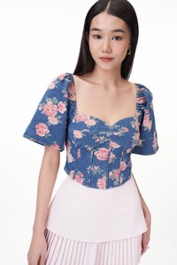 Rosie Padded Bustier Denim Top