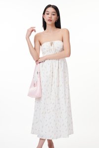 Dawn Padded Swiss Dot Halter Maxi Dress