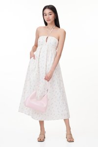 Dawn Padded Swiss Dot Halter Maxi Dress