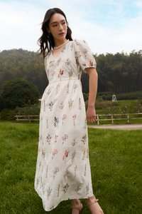 Luela V-Neck Embroidered Maxi Dress