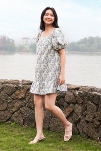  Jardin Jacquard Dress Romper in Off-White