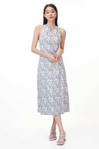 Jardin Jacquard Midi Dress in Off-White