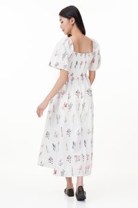 Luela Ruched Embroidered Maxi Dress