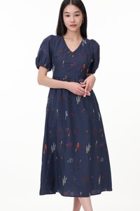 Luela V-Neck Embroidered Maxi Dress
